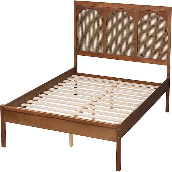 Brown Frame Queen Size Platform Bed, Durable Platform Bed for All Spaces, Space-Saving Modern Platform Bed