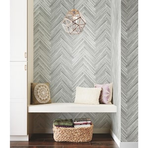 Hermosa Herringbone Grey Peel and Stick Wallpaper Roll