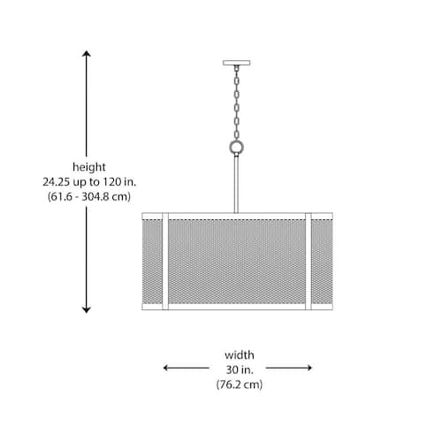 Mesh 30 in. 8-Light Brushed Nickel Hanging Pendant Light Fixture with Metal Shade Home