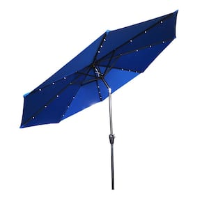 10 ft. Market Patio Umbrella with LED Lights in Blue