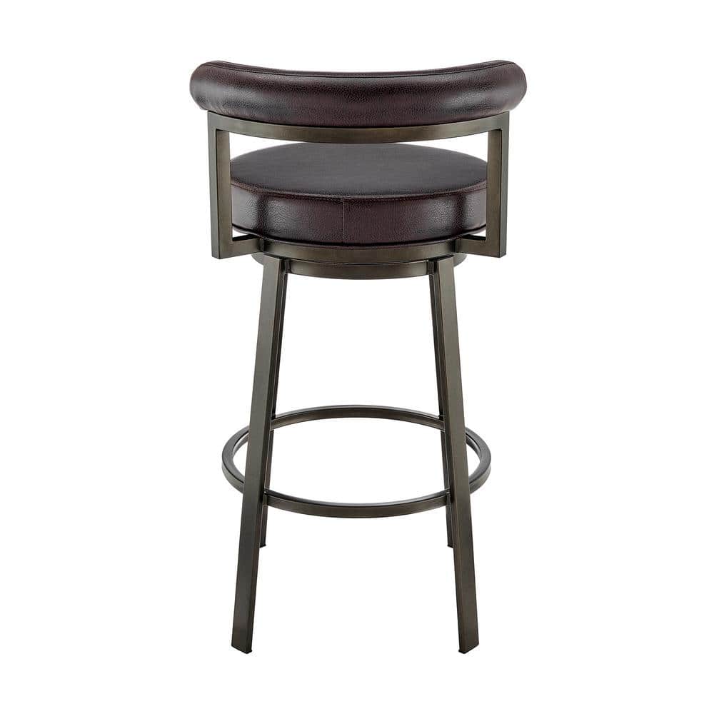 Adjustable Mocha Swivel Counter Stool in Brown Faux Leather