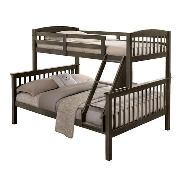 Bruke Slatted Gray Twin/Full Bunk Bed with Ladder