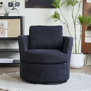 Black Velvet Fabric 360° Swivel Barrel Chair Accent Sofa Modern Round Sofa Oversized Arm Chair Lounge Chair