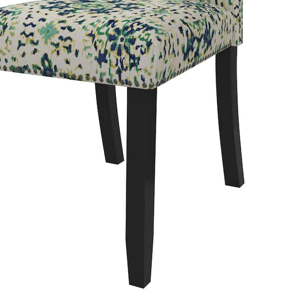 Handy Living Stefan Blue And Green, Cowhide Dining Chairs With Nailhead Trim