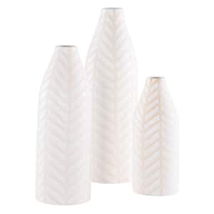Lovetta 16 in. Glazing Cream Decorative Vase (Set of 3)