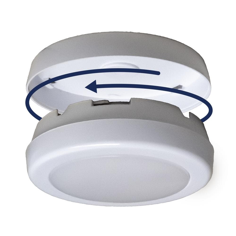 White Battery Powered LED Puck Light with Remote, 2-Pack