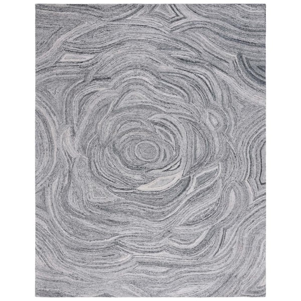 SAFAVIEH Abstract Dark Gray/Black 8 ft. x 10 ft. Floral Eclectic Area Rug