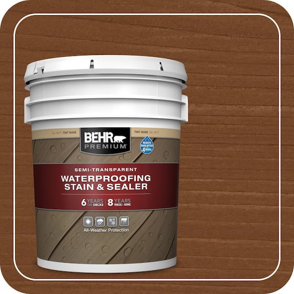 5 gal. #ST-115 Antique Brass Semi-Transparent Waterproofing Exterior Wood Stain and Sealer
