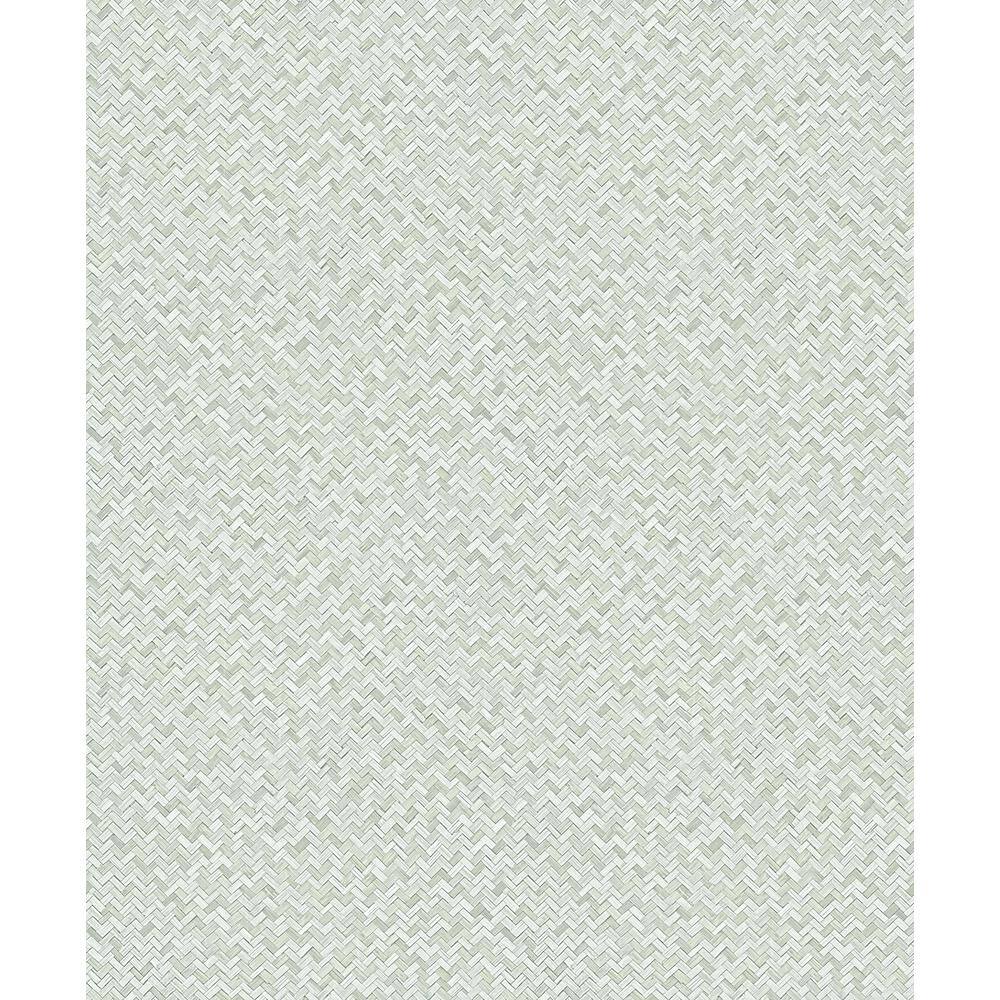 Green Chevron Weave Non-Pasted Vinyl Wallpaper Roll
