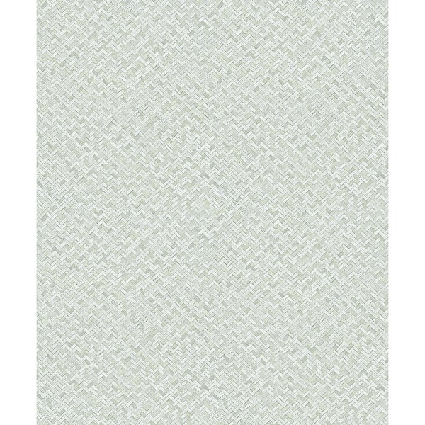 Unbranded Flora Collection Green Chevron Weave Matte Finish Non-pasted Vinyl on Non-woven Wallpaper Roll