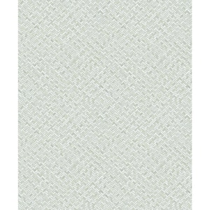 Flora Collection Green Chevron Weave Matte Finish Non-pasted Vinyl on Non-woven Wallpaper Sample