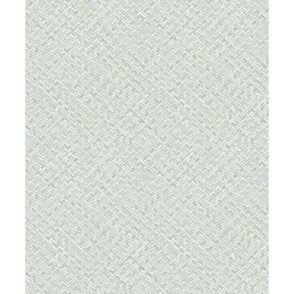 Unbranded Flora Collection Green Chevron Weave Matte Finish Non-pasted Vinyl on Non-woven Wallpaper Sample