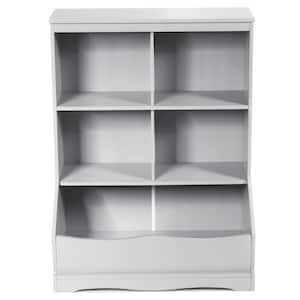 3-Shelf Kids Grey Wooden Multi-Functional Bookcase Floor Toy Storage Display