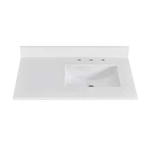 36 in. W x 22 in. D Quartz White Rectangular Single Sink Bathroom Vanity Top in Snowstorm White