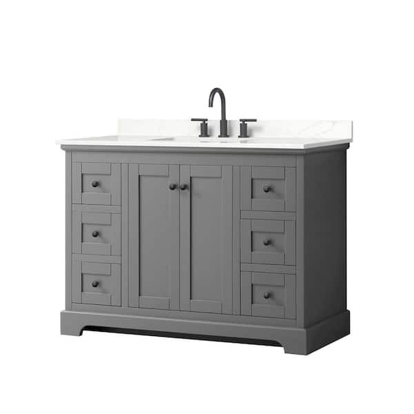 Wyndham Collection Avery 48 In W X 22 In D X 35 In H Single Bath Vanity In Dark Gray With