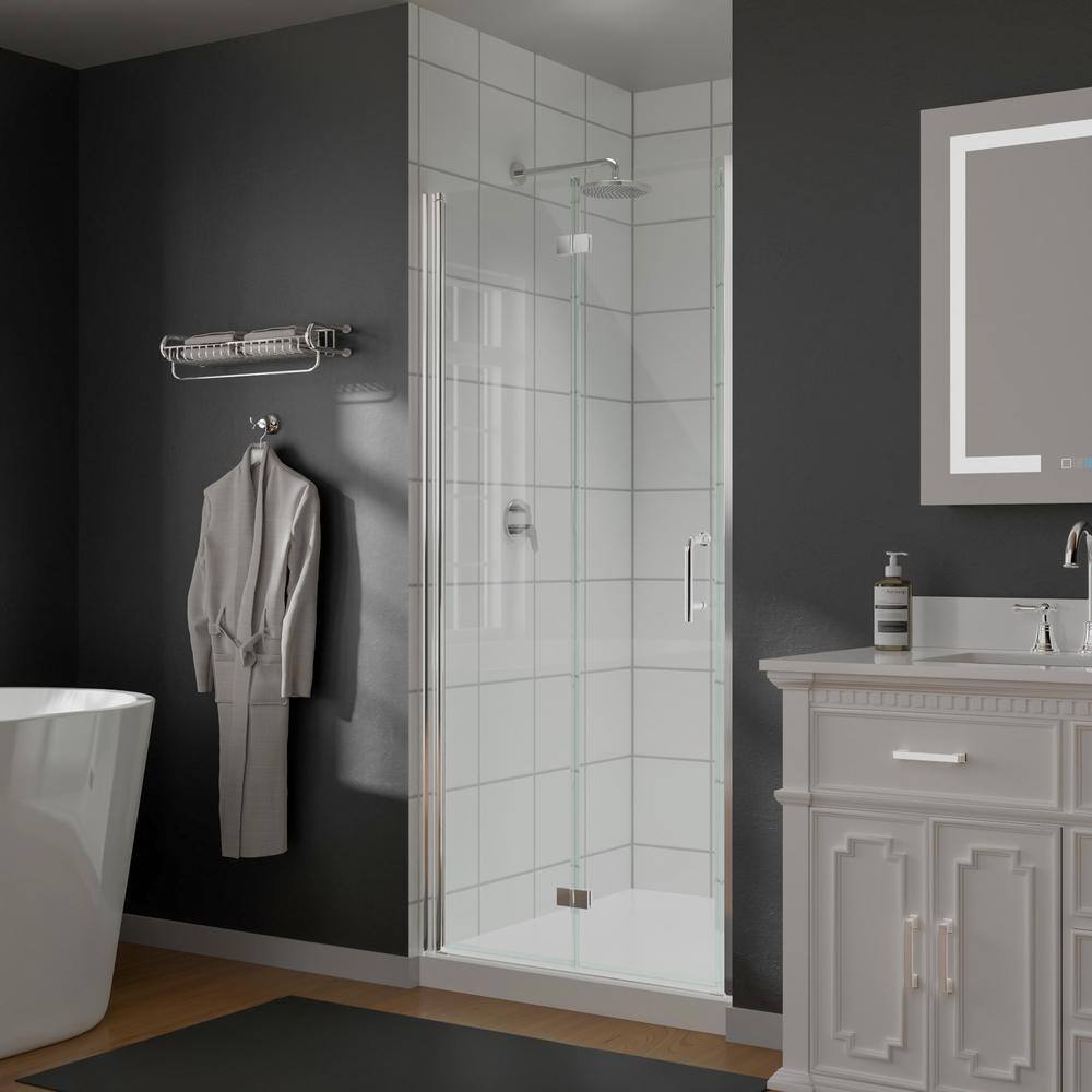 LTMATE 34 in. W x 72 in. H Bi-Fold Frameless Shower Door in Chorme with ...