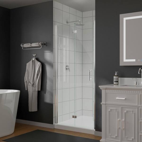 LTMATE 34 in. W x 72 in. H Bi-Fold Frameless Shower Door in Chorme with Clear Glass