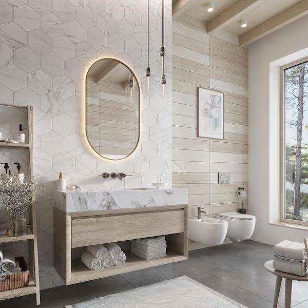 Terra Mia 8.1 in. x 9.25 in. White Porcelain Matte Hexagon Wall and Floor Tile (27 Cases/268.11 sq. ft./Pallet)