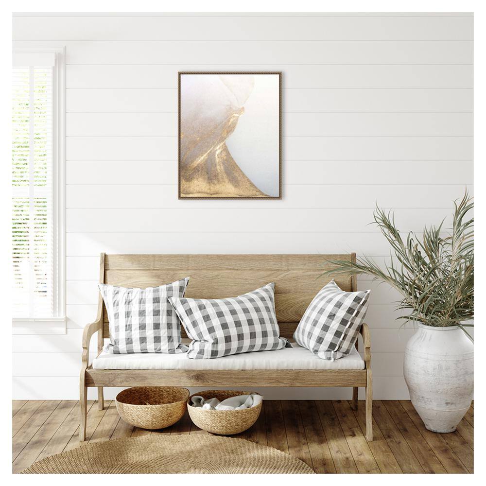 Gold Fusion VI Abstract Canvas Print with Bronze Floater Frame