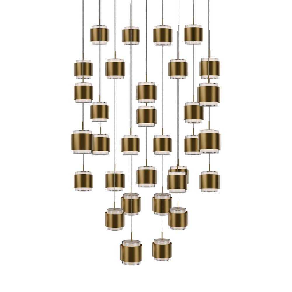 Banded 41-Light Aged Brass Integrated LED Square Pendant Light Selectable 4CCT 2700K-3000K-3500K-4000K price history on PriceWatchPro