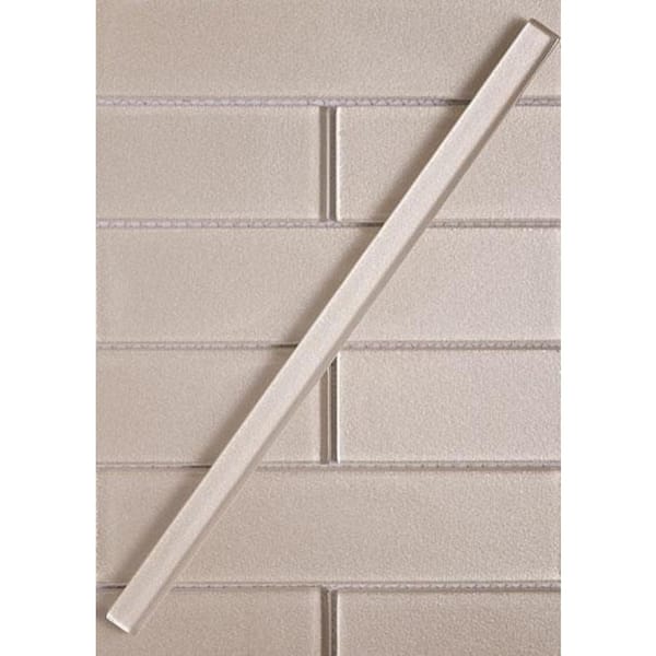 Cosmos Pearl 0.6 in. x 12 in. White Glass Glossy Pencil Liner Tile Trim (0.5 sq. ft./case) (10-pack)