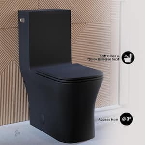 Concorde 1-piece 1.28 GPF Single Flush Square Toilet in Matte Black, Seat Included