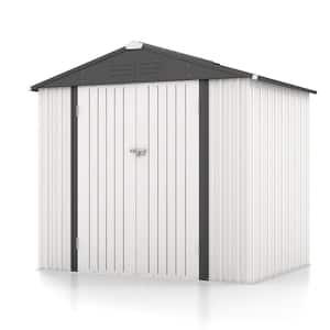 8 ft. W x 6 ft. D Outdoor Storage White Metal Shed with Sloping Roof and Double Lockable Door (48 sq. ft.)