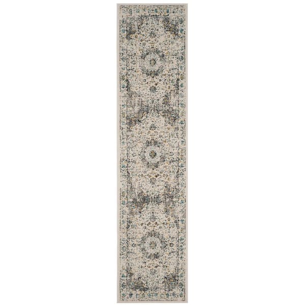 SAFAVIEH Evoke 2 ft. x 11 ft. Gray/Gold Border Runner Rug