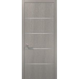0020 18 in. x 96 in. Flush No Bore Grey Ash Finished Pine Wood Interior Door Slab with Hardware Included