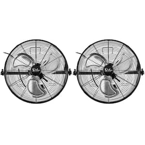 Powerful Industrial 20 in. 3 fan speeds Wall Fan in Black with High velocity, 360° Rotation, Set of 2