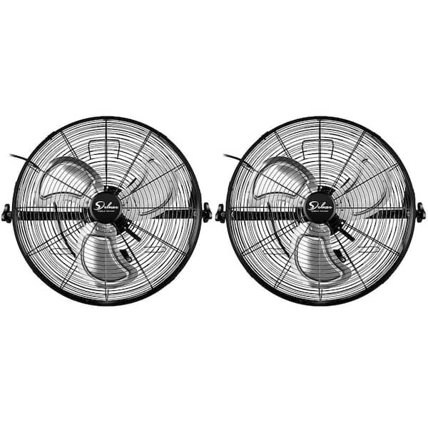 EPOWP Powerful Industrial 20 in. 3 fan speeds Wall Fan in Black with High velocity, 360° Rotation, Set of 2