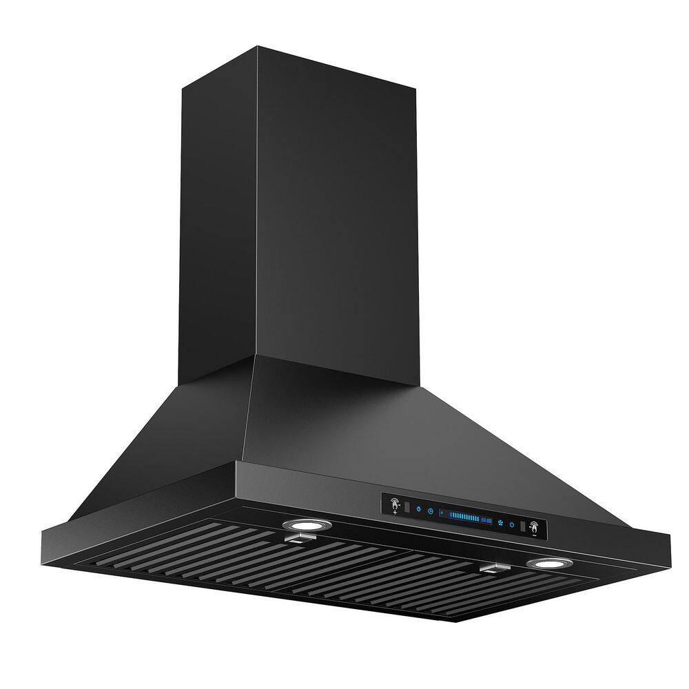 30 in. 400 CFM Convertible Ductless to Ducted Wall Mounted Range Hood in Black Stainless Steel with LED and Gesture price history on PriceWatchPro