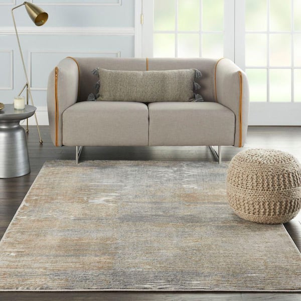 Solace Grey/Beige 5 ft. x 7 ft. Abstract Contemporary Area Rug