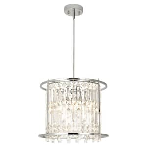 Kinlea 4 Light Chrome Crystal Modern Round Chandelier for Kitchen Island, Living Room and Dining Room