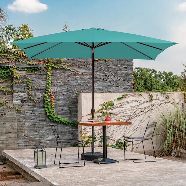 JEAREY 8 ft. x 10 ft. Steel Rectangular Market Umbrella in Peacock Blue