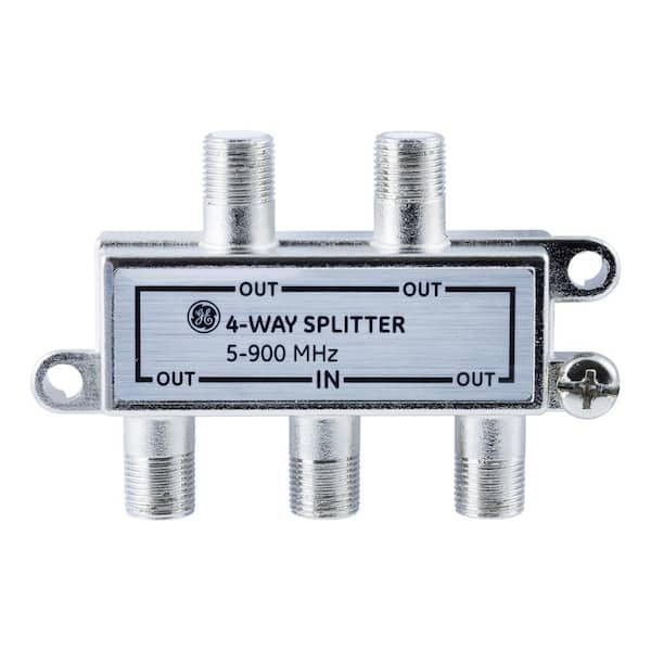 GE 4-Way Coaxial Cable Splitter in Nickel/Silver