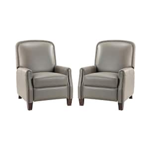 Deborah Mid Century Modern Style Dove Genuine Leather Recliner with Tapered Block Feet (Set of 2)