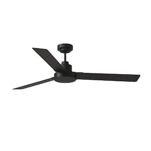 Jovie 58 in. Modern Indoor/Outdoor Midnight Black Ceiling Fan with Black/American Walnut Reversible Blades, Wall Control