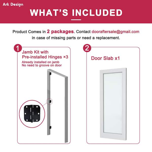 30 in. x 80 in. 1/2-Lite Frosted Glass Left White Solid Core Wood Single Prehung Interior Door with Quick Assemble Jamb