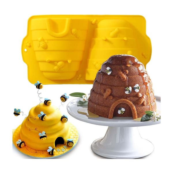 Honeycomb 6-Cup Silicone Cake Pan Nonstick Bakeware Food Grade Material for Bee Party Baby Shower Gender Reveal