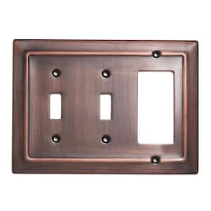 Architectural 3-Gang (2-Toggle, 1-Decorator/Rocker) Wall Plate (Antique Copper Finish)