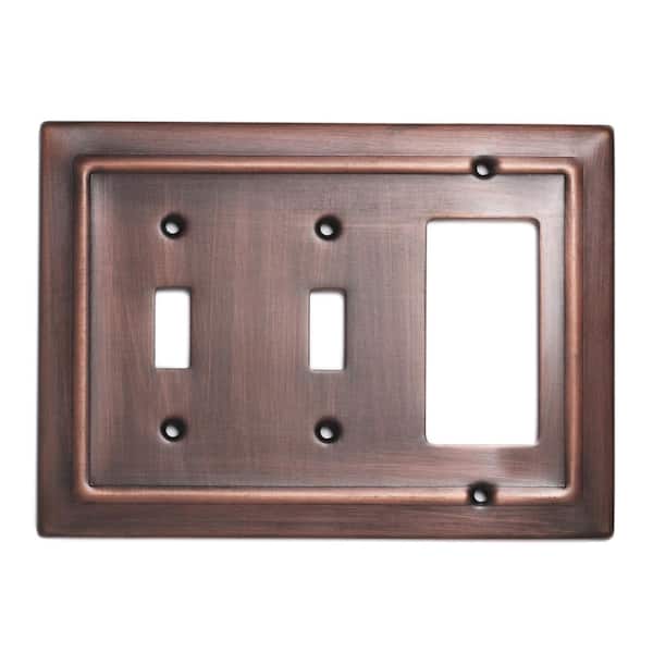 Monarch Abode Architectural 3-Gang (2-Toggle, 1-Decorator/Rocker) Wall Plate (Antique Copper Finish)