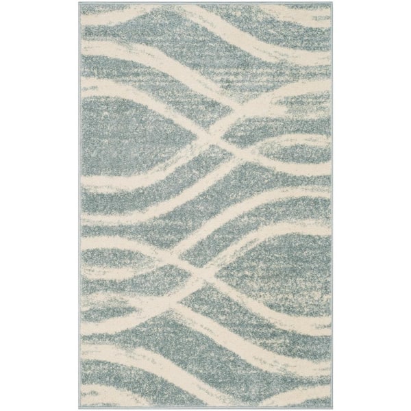 Adirondack Cream/Slate 4 ft. x 6 ft. Waves Area Rug