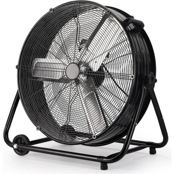 30 in. 3 fan speeds Drum Fan in Black with adjustable head
