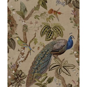 Cassia Peacock Taupe Non-Pasted Non-Woven Wallpaper (Covers 56 sq. ft.)