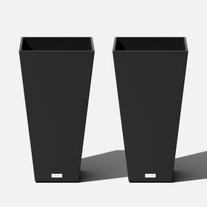 Midland 26 in. Black Plastic Tall Square Planter (2-Pack)