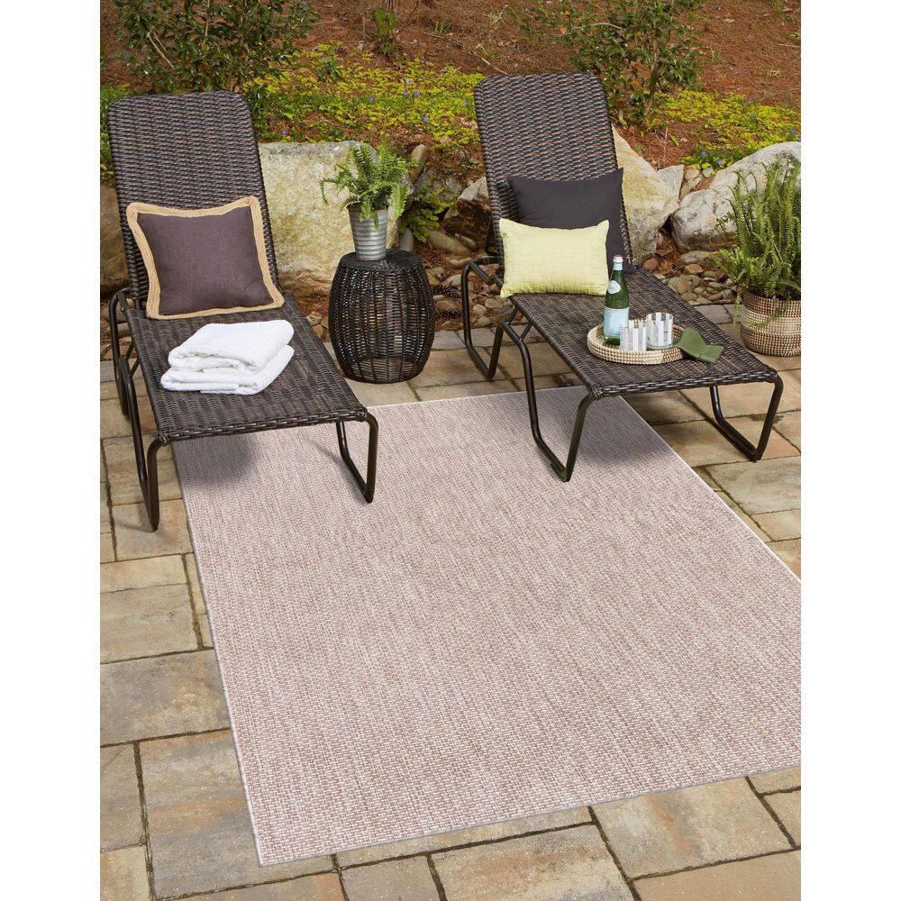 Beige Rectangular Stain-Resistant Outdoor Area Rug 4' x 6'