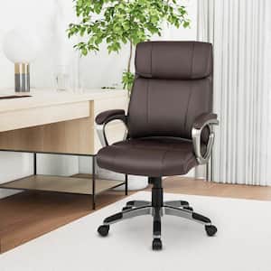 PU Leather Faux Leather Armrests Adjustable Height Ergonomic Executive Chair in Brown