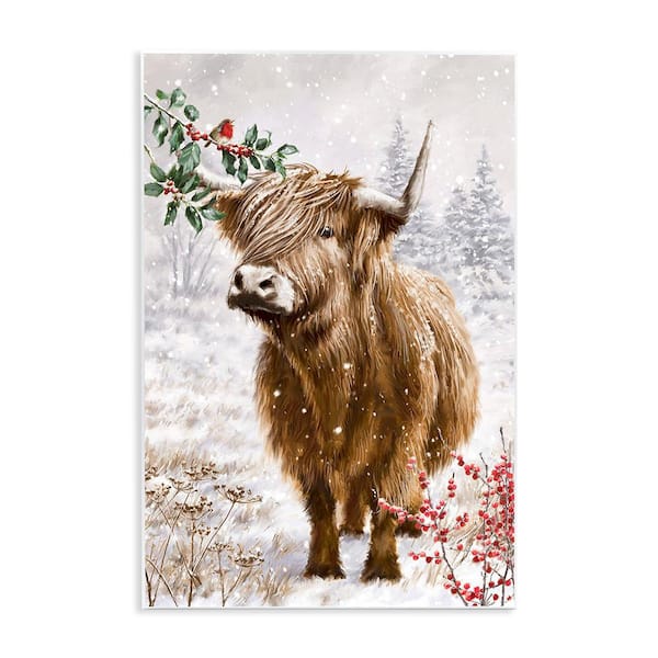 Cattle with Winter Berries by Ian Saxton 1-Piece Unframed Graphic Print Animal Poster Art Print 19 in. x 13 in.
