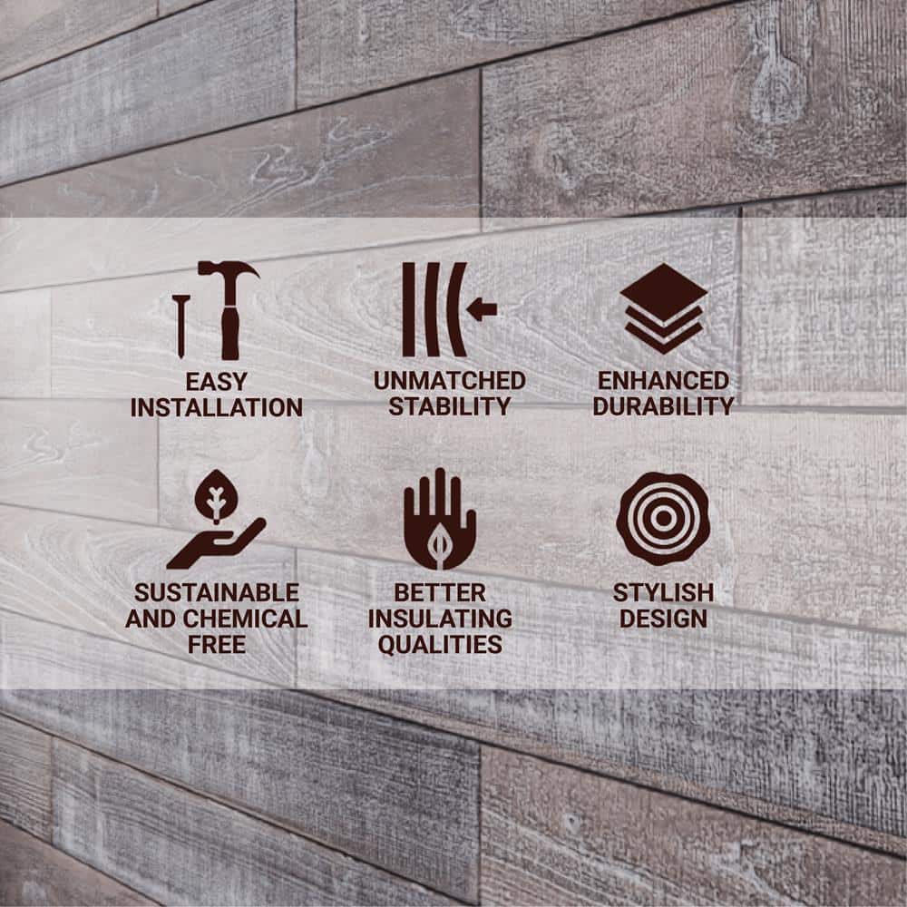 Antique Distressed Poplar Barn Wood Wall Planks 4 ft. 6-Pack